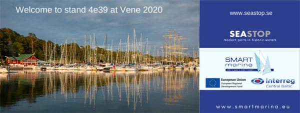 Flyer för Smart Marina på båtmässa 2020