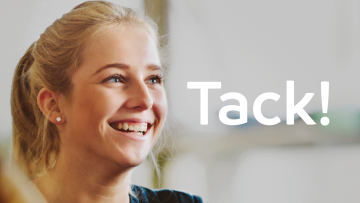 konceptbild för ansökan med texten "tack"