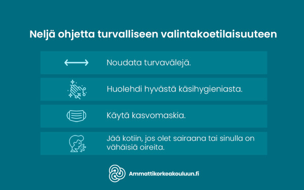 Neljä ohjetta turvalliseen valintakoetilaisuuteen