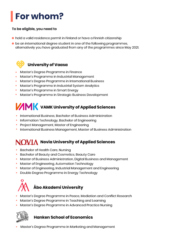 Vaasa International Talents application instructions Page 4