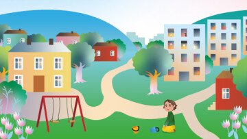 pärmbild_illustration av lekpark och höghusområde