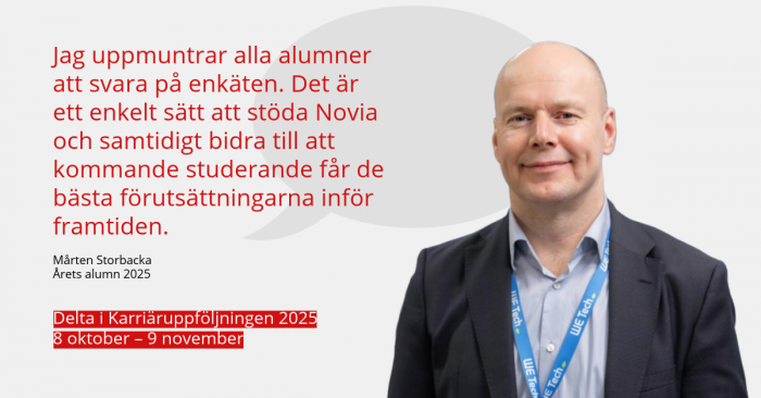 Novia alumn uppmuntrar alumner att svara på karriäruppföljningsenkäten 