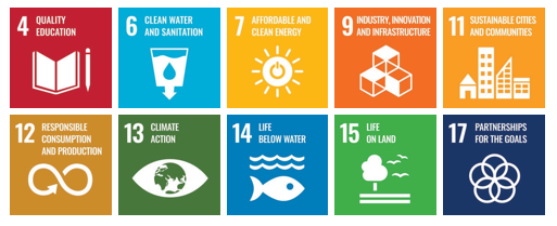 SDG Goals 4, 6, 7, 9, 11, 12, 13, 14, 15, 17