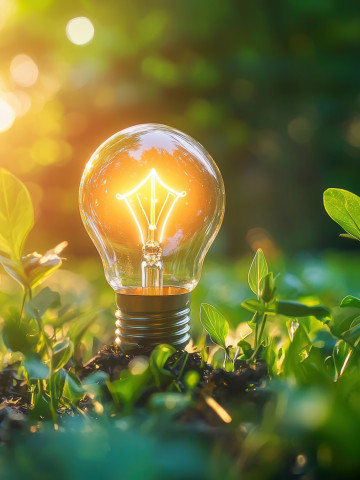 glödlampa i gräsmatta AI genererad bild