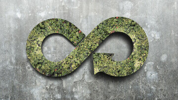 Cirkulär ekonomi, en pil som kurvar sig i evighetstecken