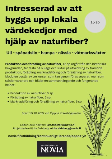Intresserad av att bygga upp lokala vardekedjor med hjalp av naturfiber