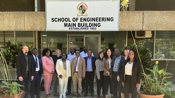 Delegation in front of University of Zambia