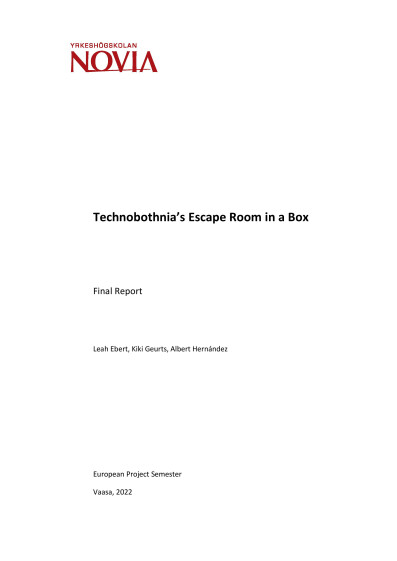 Autumn 2022 Technobothnias Escape Room in a Box