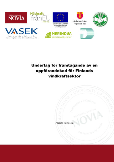 Serie R: Uppförandekod för Finlands vindkraftsektor 3/2015