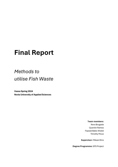 Spring 2024 Methods to utilise Fish Waste